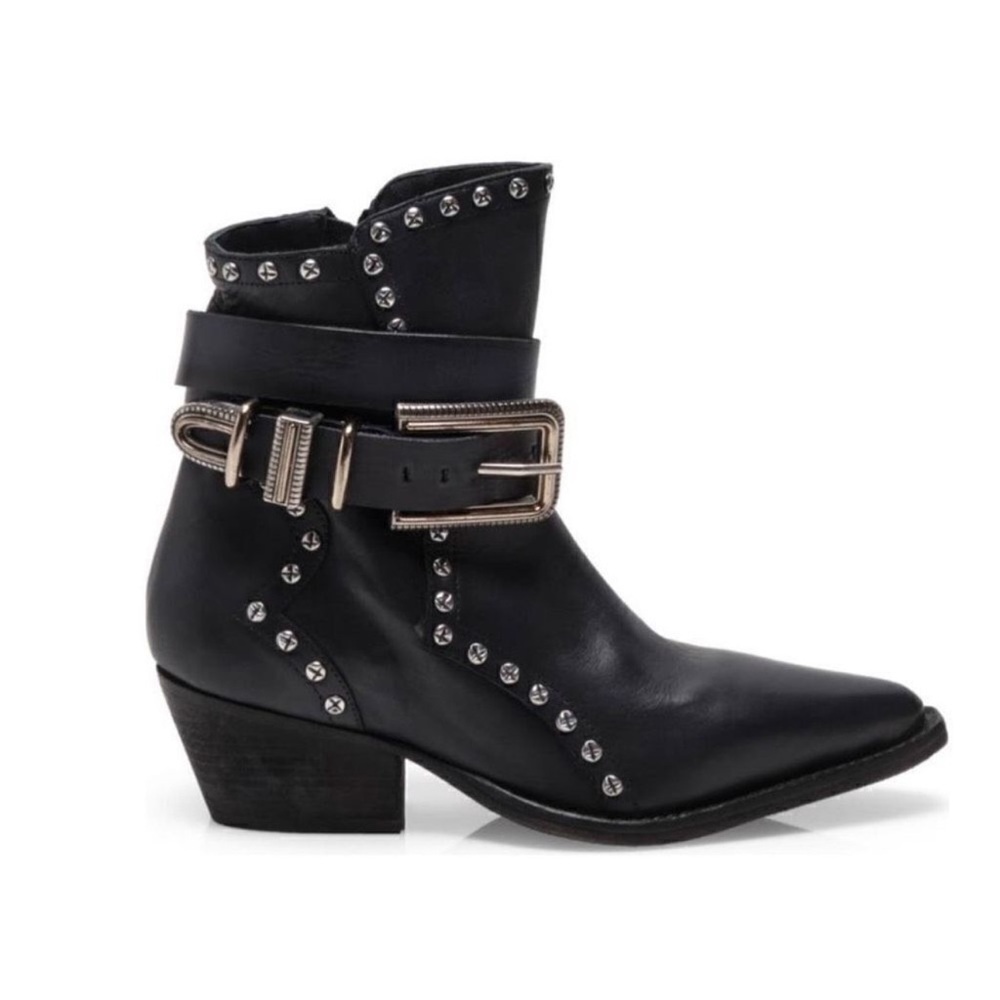 Free People! Billy Western Pointed Toe Boot In Black NWT!